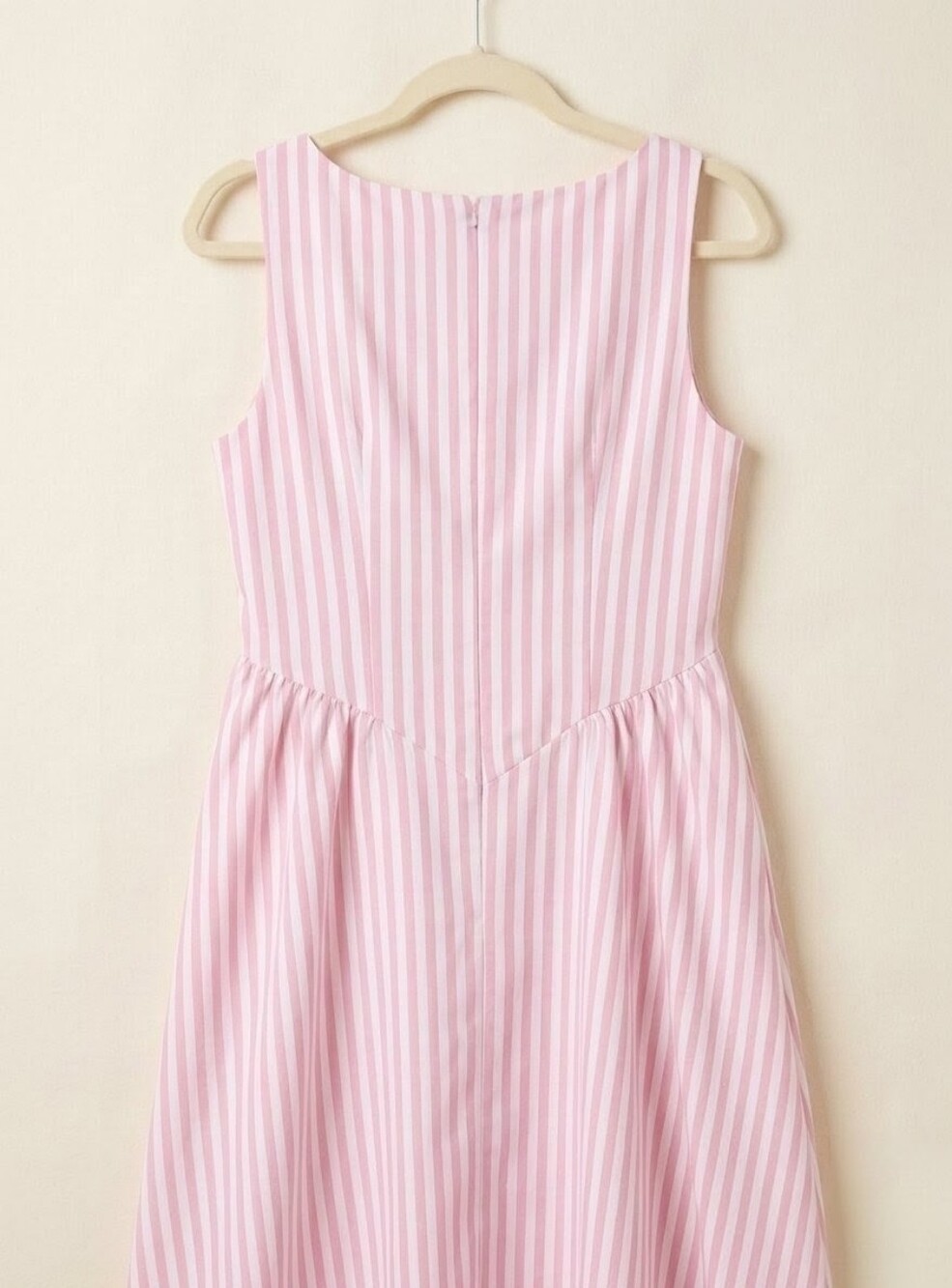 Vintage Style Pink & White Vertical Stripe A-Line Sundress - Picture 4 of 4